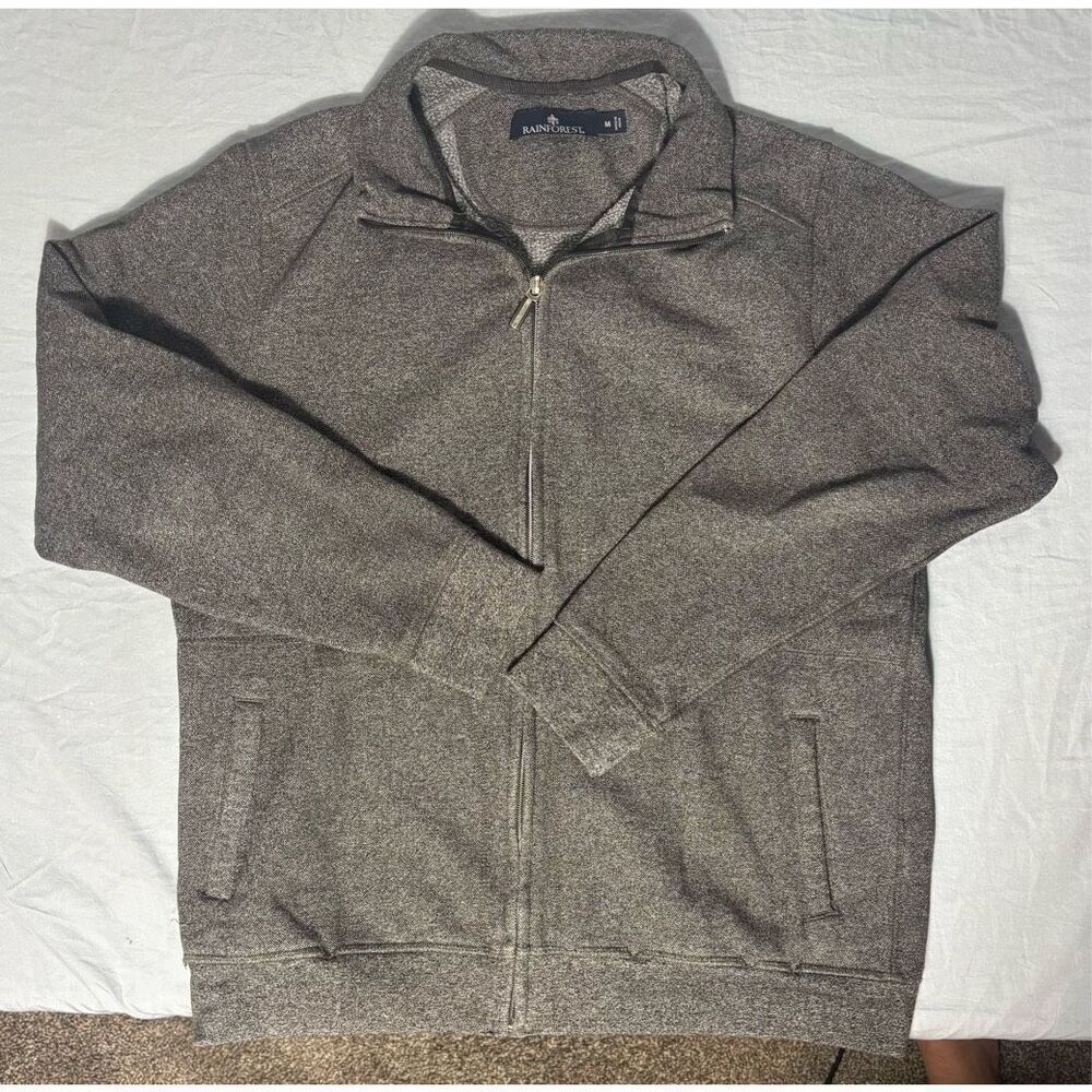 Rainforest Mens Full Zip Button-up Dark Gray Size Medium Jacket/Sweater